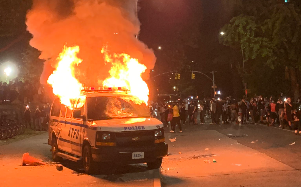 NYPD Van Set on Fire during Protests for George Floyd